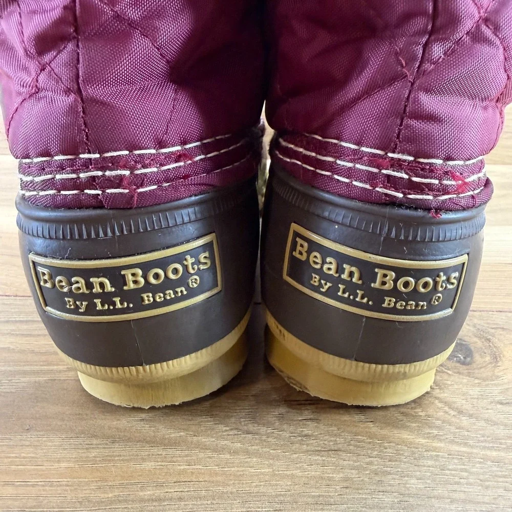 LL Bean Boots Shearling Lined Tall Womens 8 M‎ Quilted Burgundy